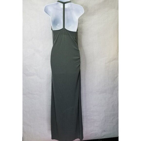 Athleta Serenity T-Strap Racerback Ruched Side Maxi Dress Sz S Grey Stretch Flaw - Picture 7 of 16